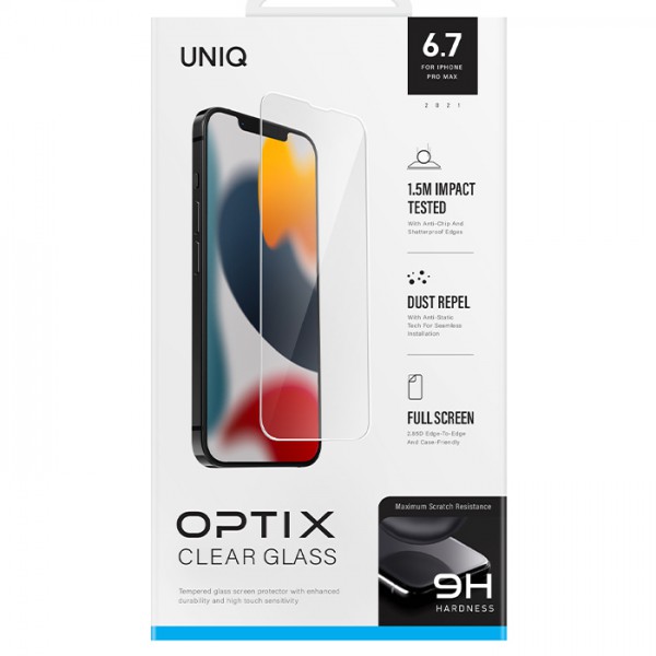Kính Cường Lực UNIQ OPTIX Vivid Clear For iPhone 13/13Pro/Pro Max