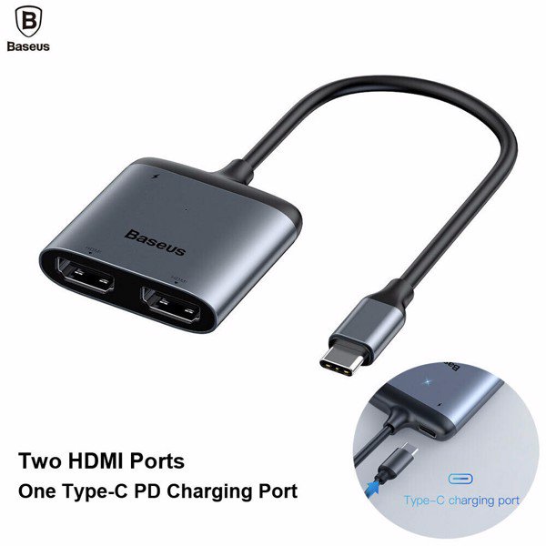 CỔNG CHUYỂN BASEUS HUB USB TYPE C 2 IN 1 WITH 4K HDMI