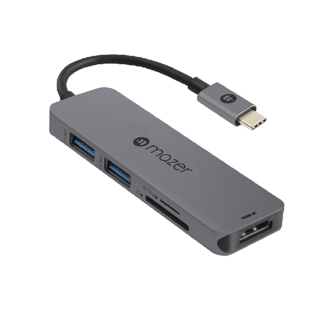 Cổng Chuyển Đổi Mazer USB-C to HDMI4K + USB 3.0X2 + SD/Micro SD Adapter