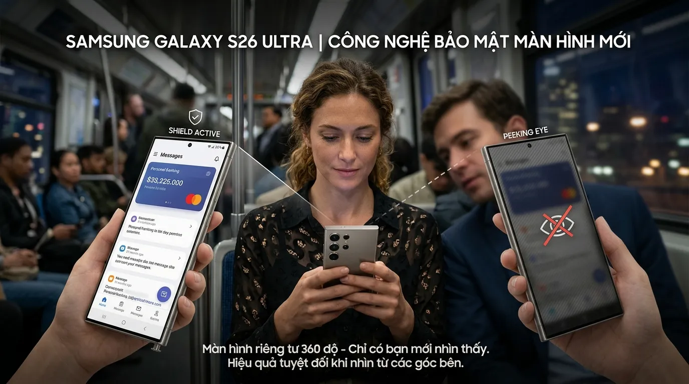 Cách dùng tính năng chống nhìn trộm màn hình trên Galaxy S26 Ultra