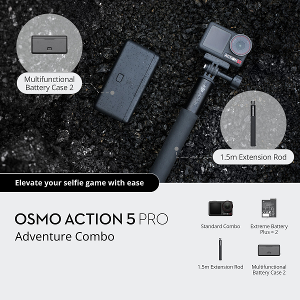 CAMERA KỸ THUẬT SỐ DJI OSMO ACTION 5 PRO ADVENTURE COMBO ( HÀNG ĐẶT TRƯỚC )