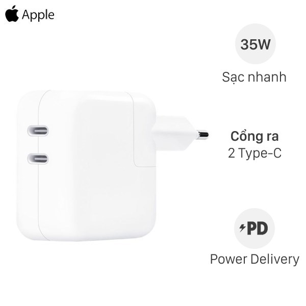 CÓC SẠC NHANH APPLE 35W DUAL USB-C