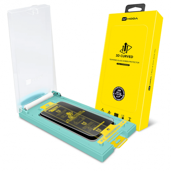 Kính Cường Lực iPhone 17 Pro Max HODA 3D Curved (Có Khung Hỗ Trợ Dán)