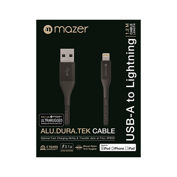 Cáp MAZER CBL MFI USB A TO LIGHTNING / 3.1A (1.2M)