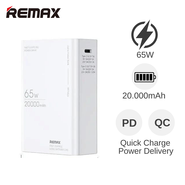 SẠC DỰ PHÒNG REMAX RPP-653 20.000 MAH 65W