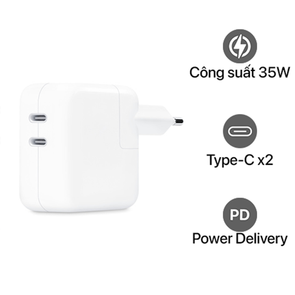 CÓC SẠC NHANH APPLE 35W DUAL USB-C