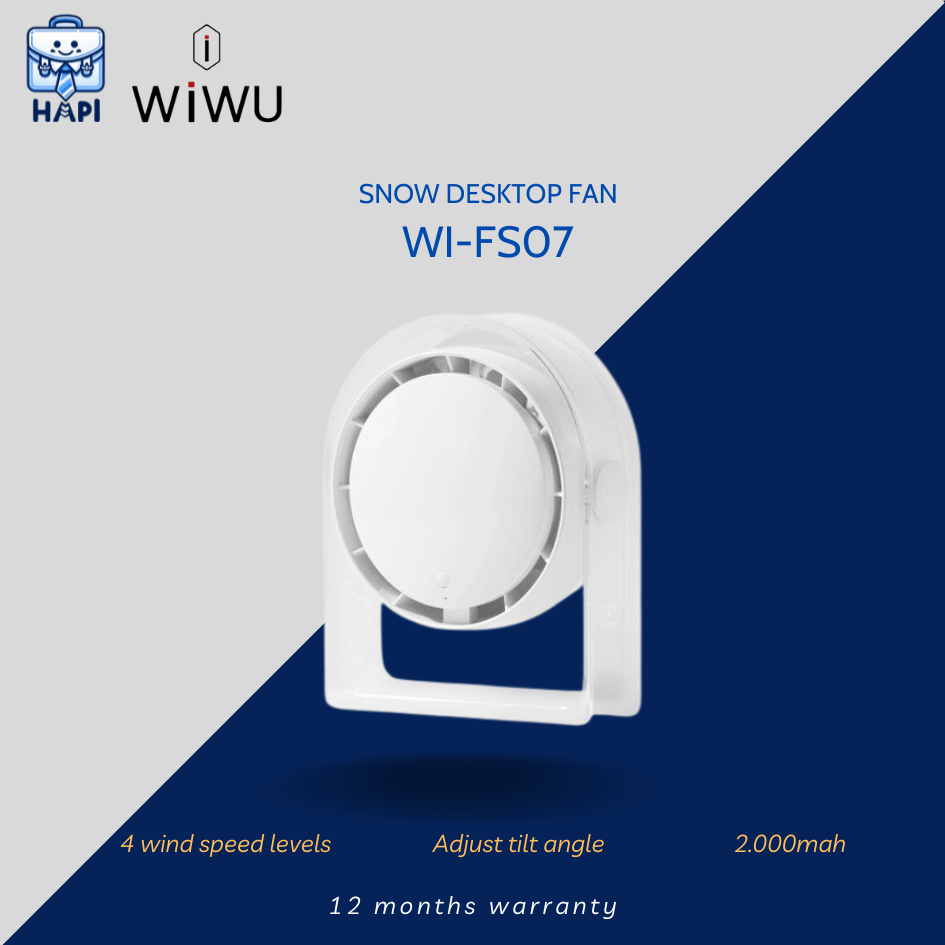 Quạt để bàn WiWU Snow Wi-FS07 Small Hurricane 2000mAh (4tốc độ gió)