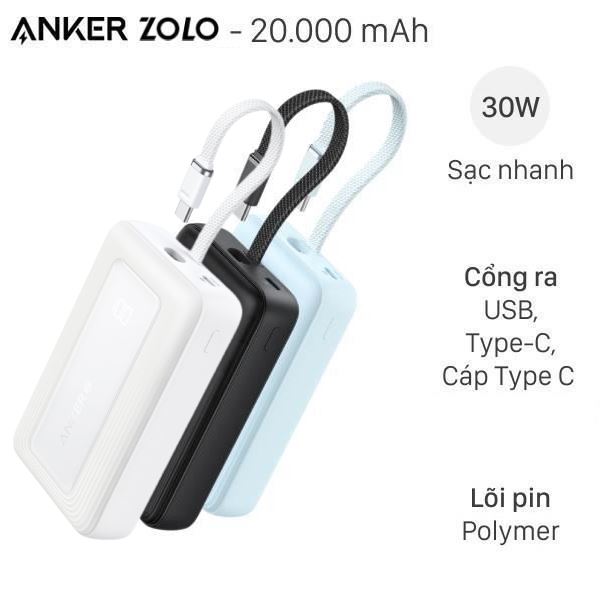 Pin dự phòng Anker Zolo 20.000mAh 30W