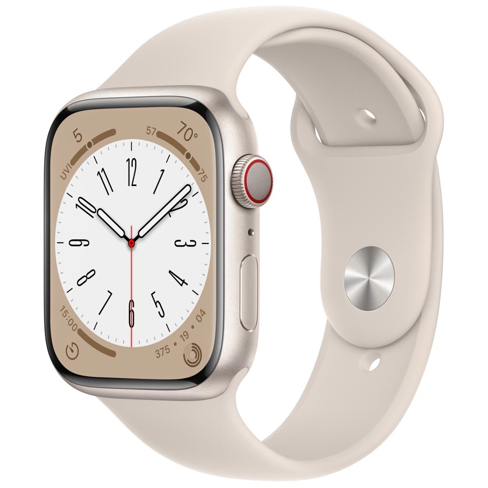 APPLE WATCH S8 41MM VIỀN NHÔM DÂY CAO SU STARLIGHT GPS + CELLULAR