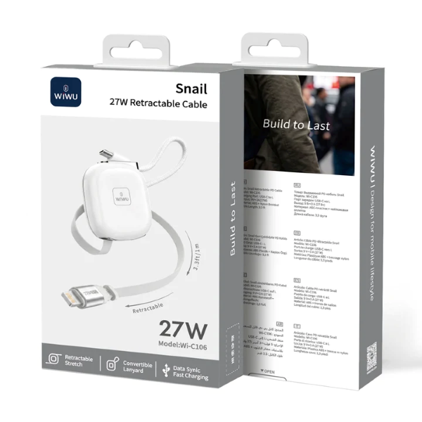CÁP SẠC USB-C TO LIGHTNING CÓ THỂ THU GỌN WiWU 27W Wi-C106.