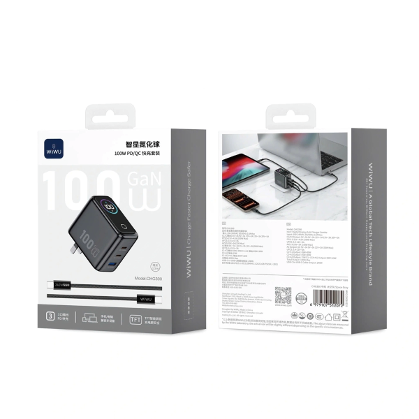 Combo Bộ sạc GaN WiWU Voyager 100W PD/QC CHG300