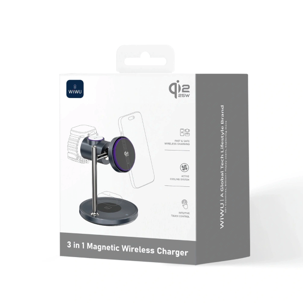 Dock sạc không dây từ tính 3 trong 1 WiWU Wi-W041 (Qi2.2)