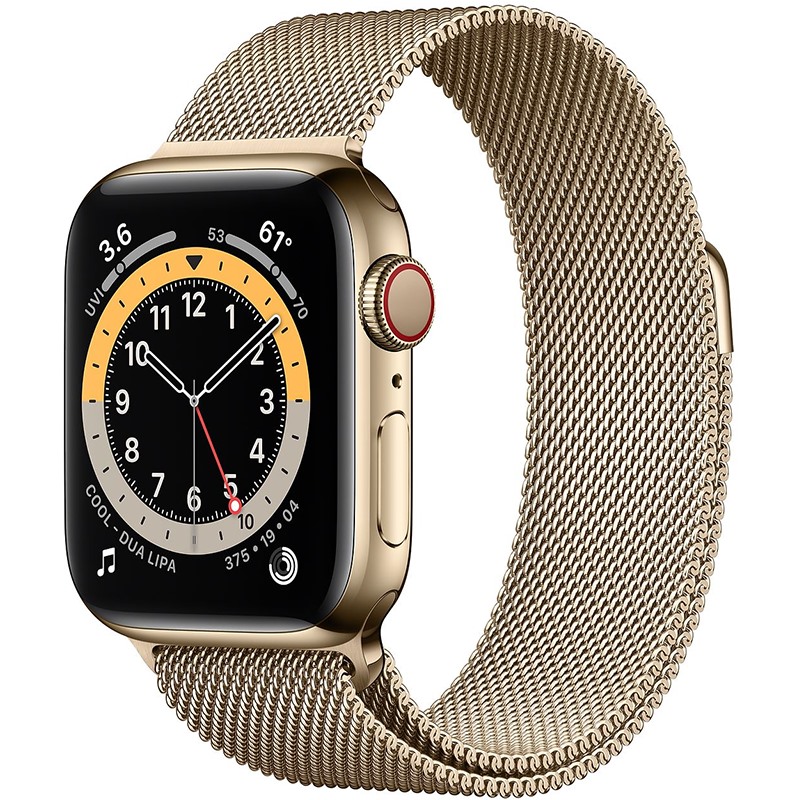 APPLE WATCH SERIES 6 44MM VIỀN THÉP DÂY THÉP GOLD (GPS + CEL)