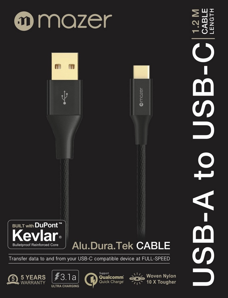 Cáp Mazer ALU.DURA.TEK USB-A to USB-C Cable 3.1A (1.2m)
