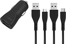 Sạc xe hơi Energizer 2.4A 2USB, kèm 1 cáp micro USB, 1 cáp usb Type C - DC2BLCMM